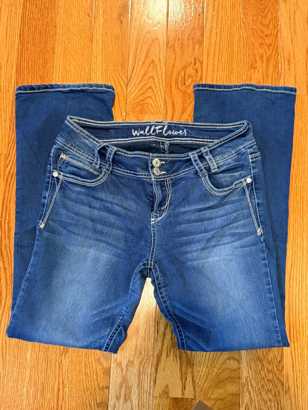 Wallflower juniors stretchy Dark Blue Boot Cut Jeans